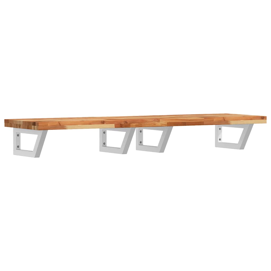 Waschbeckenregal Wandmontage Stahl und Akazienholz