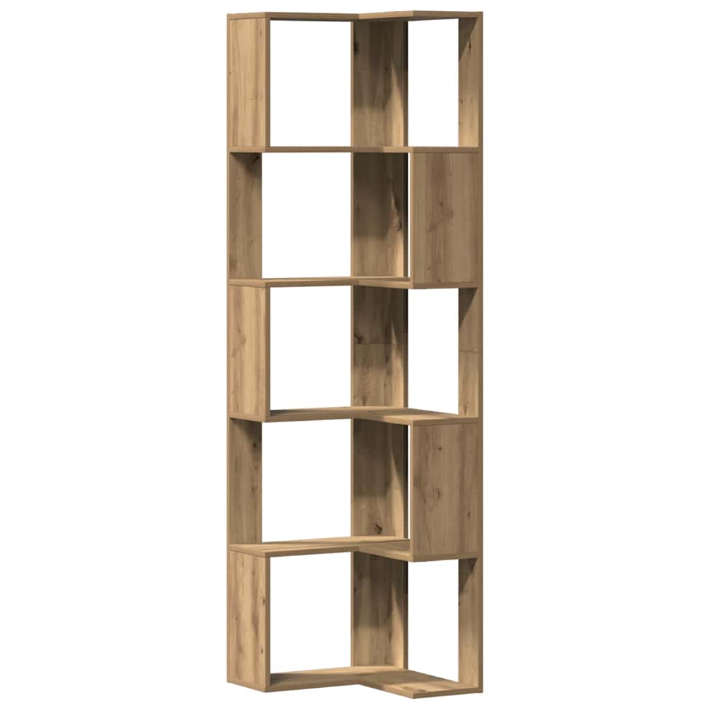 Eck-Bücherregal 5 Böden Artisan-Eiche 50x50x179cm Holzwerkstoff