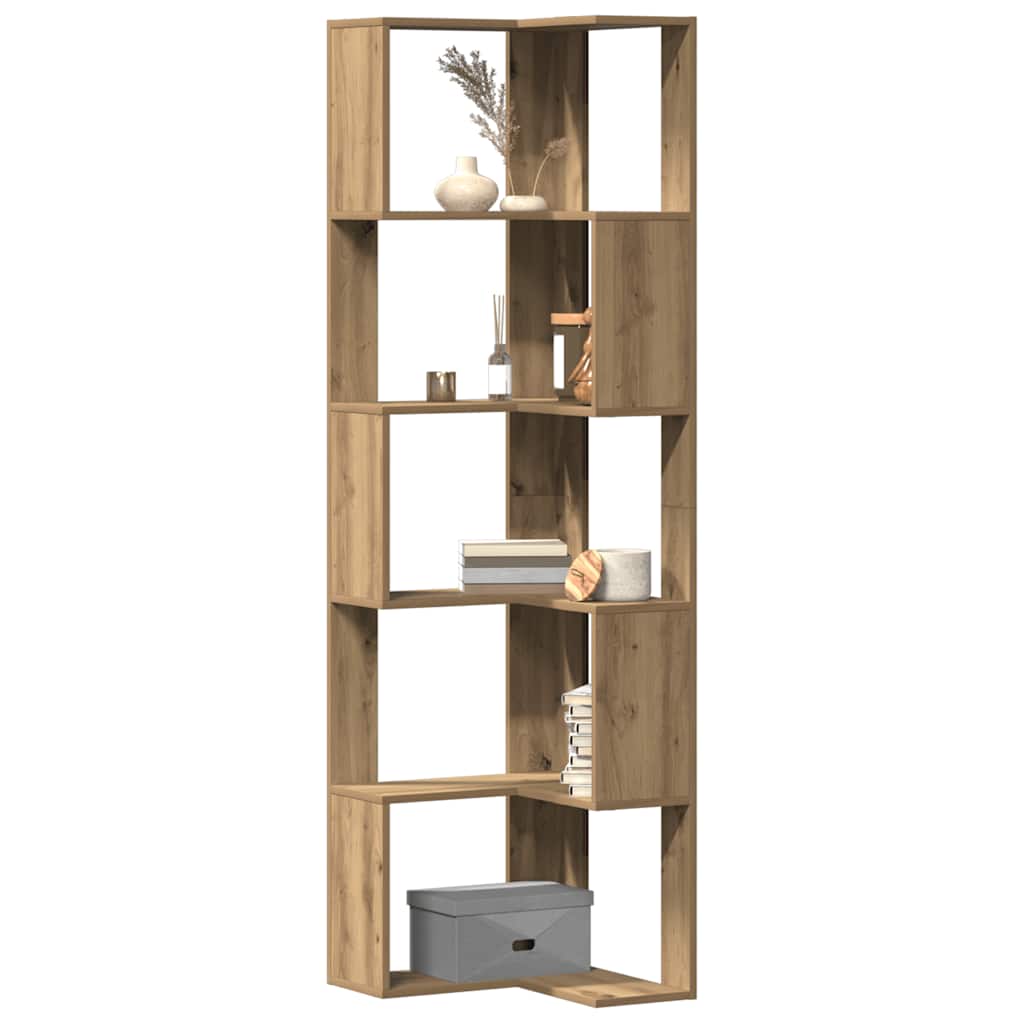 Eck-Bücherregal 5 Böden Artisan-Eiche 50x50x179cm Holzwerkstoff