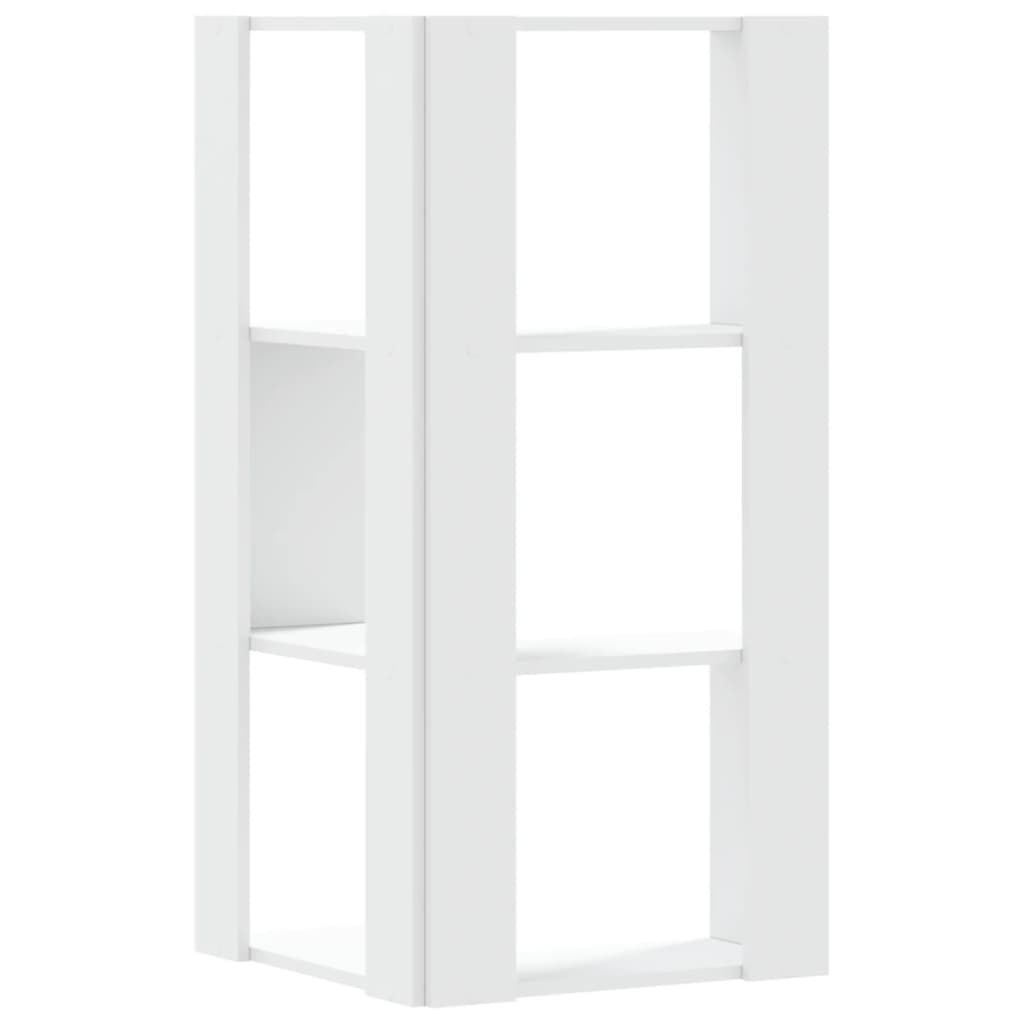Eck-Bücherregal 3 Böden Weiß 50x50x102 cm Holzwerkstoff