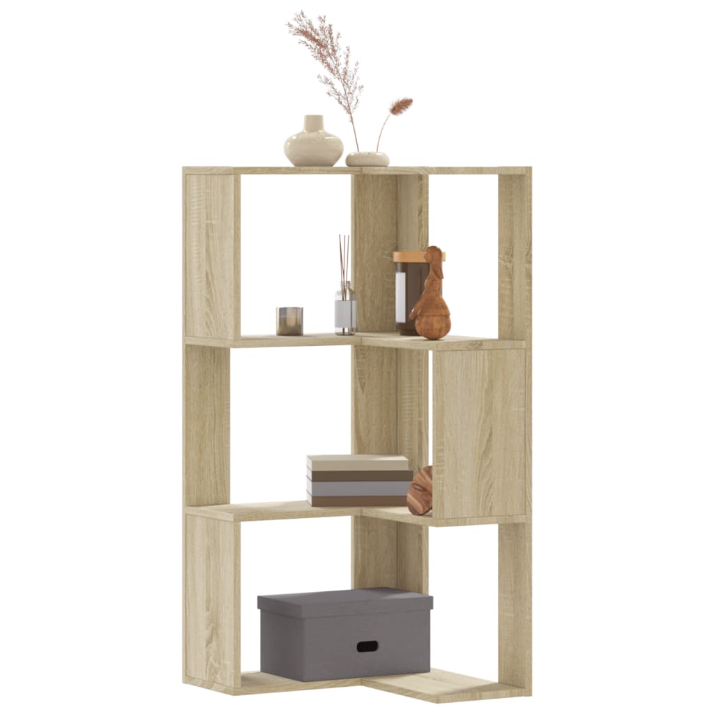 Eck-Bücherregal 3 Böden Sonoma-Eiche 50x50x102 cm Holzwerkstoff