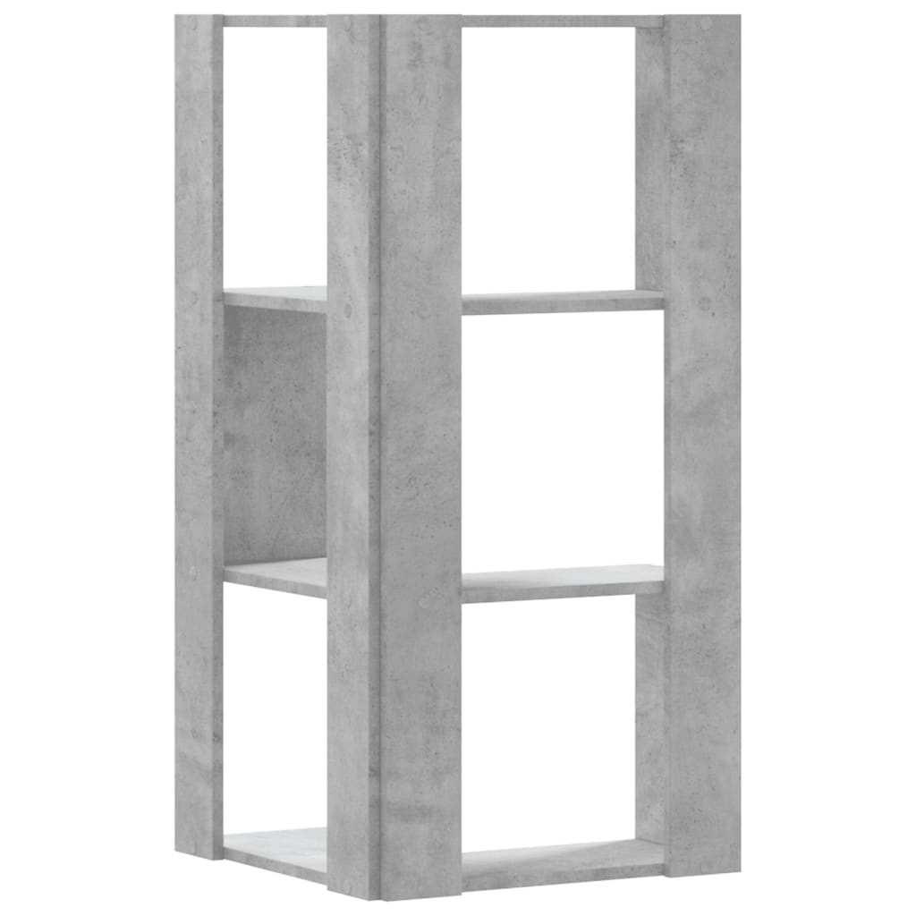 Eck-Bücherregal 3 Böden Betongrau 50x50x102 cm Holzwerkstoff