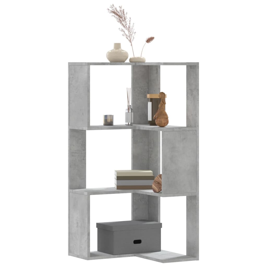 Eck-Bücherregal 3 Böden Betongrau 50x50x102 cm Holzwerkstoff