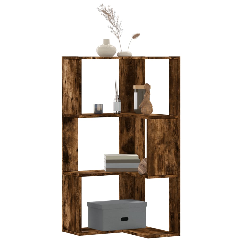 Eck-Bücherregal 3 Böden Räuchereiche 50x50x102 cm Holzwerkstoff