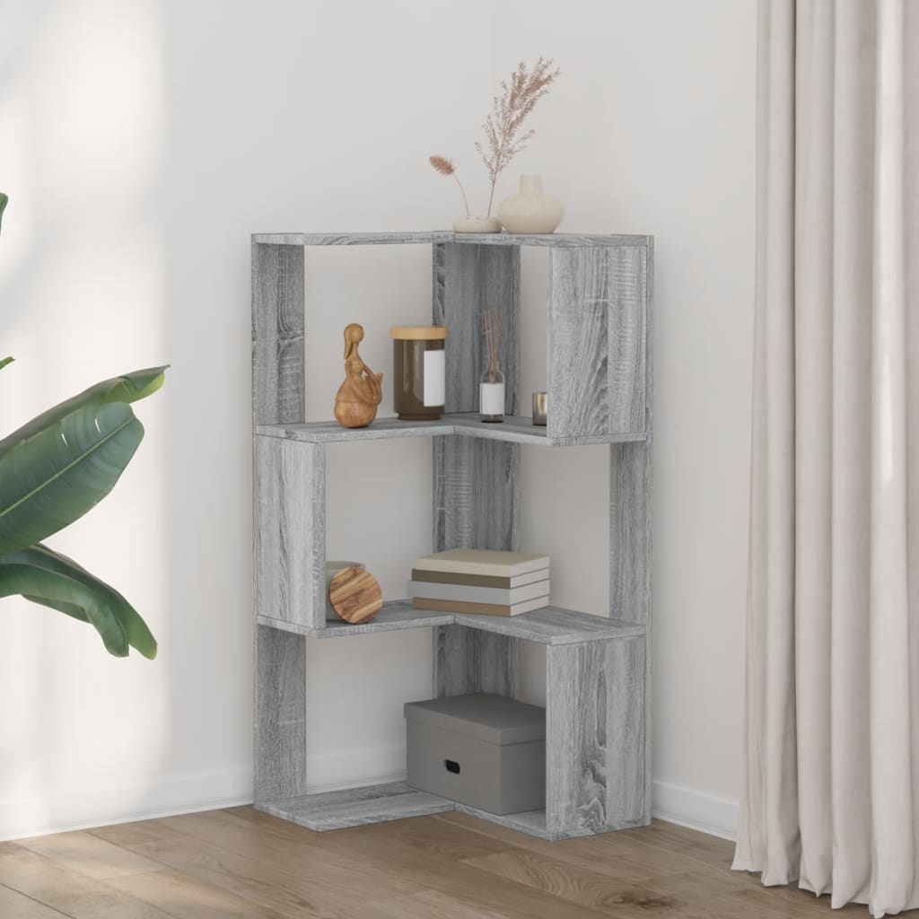 Eck-Bücherregal 3 Böden Grau Sonoma 50x50x102 cm Holzwerkstoff