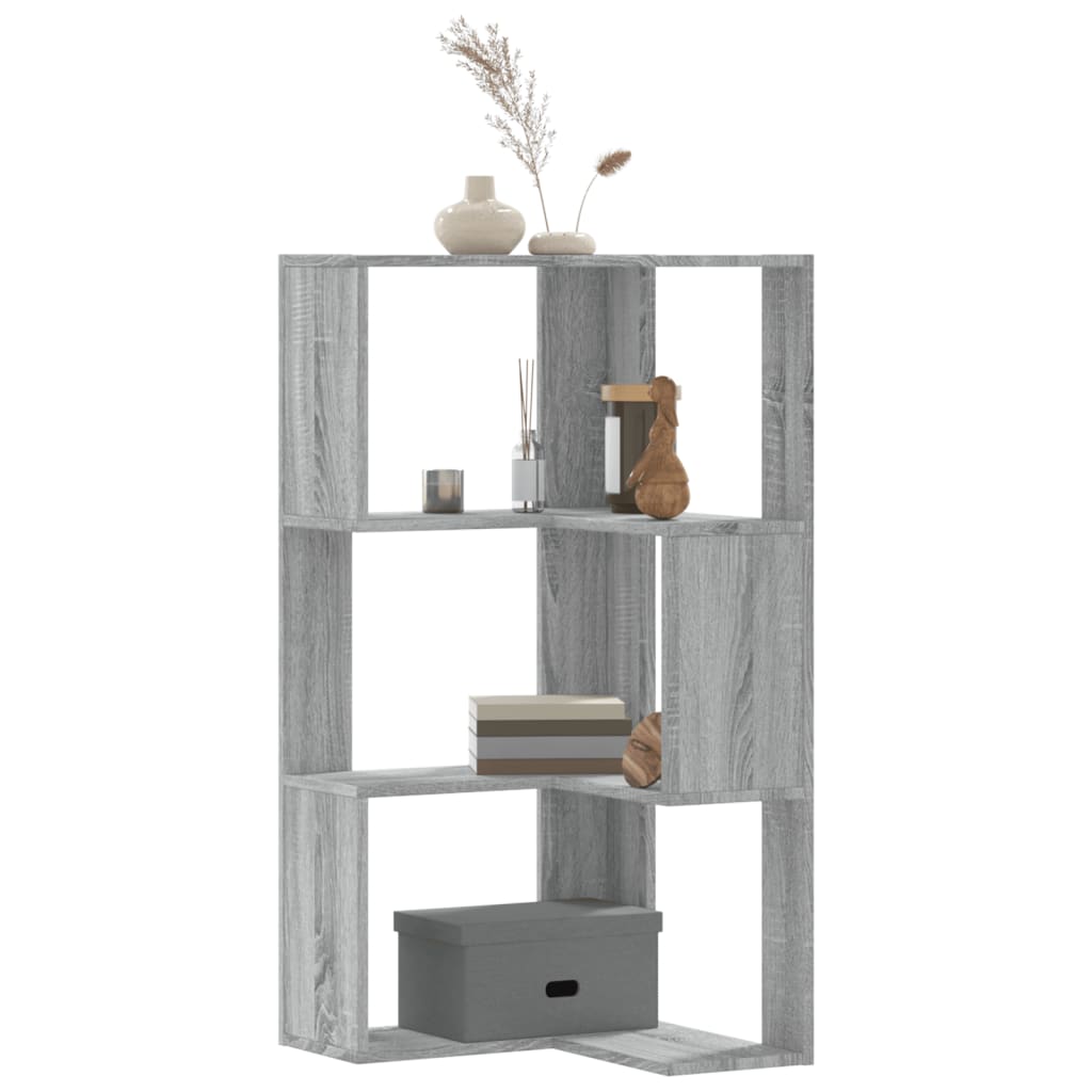 Eck-Bücherregal 3 Böden Grau Sonoma 50x50x102 cm Holzwerkstoff