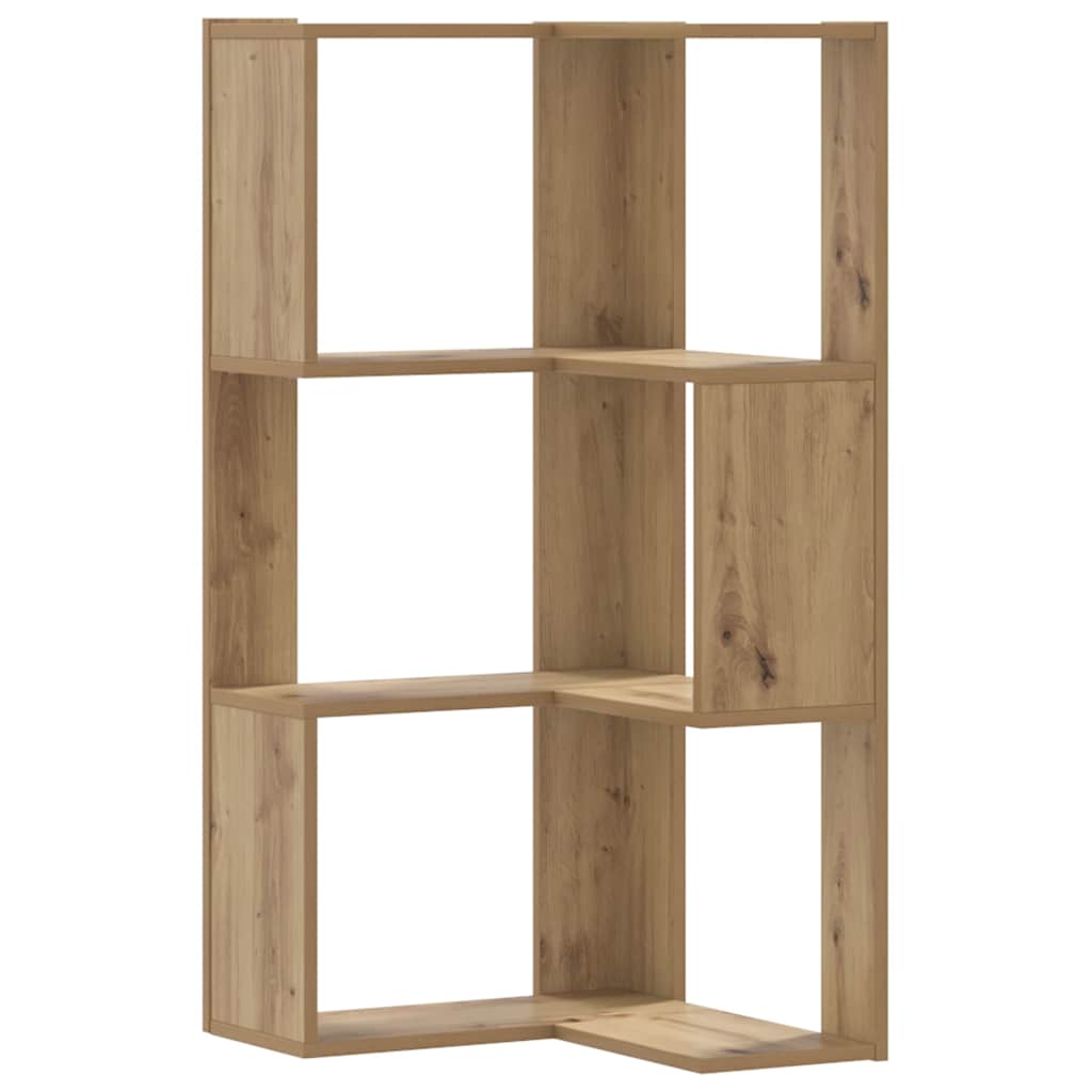 Eck-Bücherregal 3 Böden Artisan-Eiche 50x50x102cm Holzwerkstoff