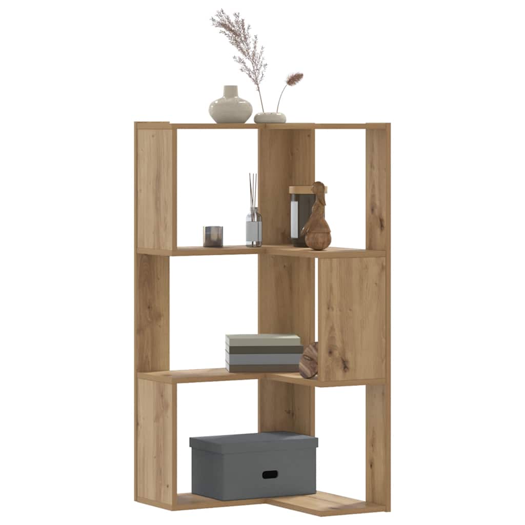 Eck-Bücherregal 3 Böden Artisan-Eiche 50x50x102cm Holzwerkstoff