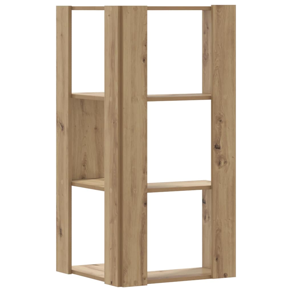 Eck-Bücherregal 3 Böden Artisan-Eiche 50x50x102cm Holzwerkstoff