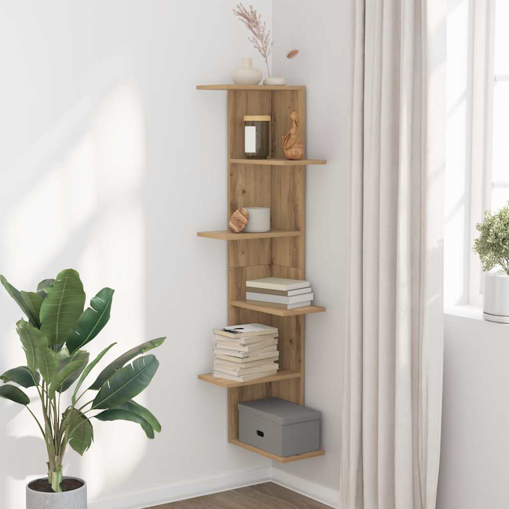 Wand-Eckregal Artisan-Eiche 36,5x36,5x140 cm Holzwerkstoff