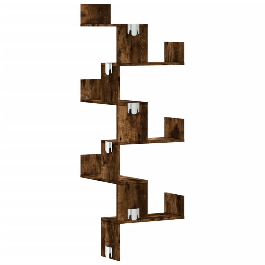 Wand-Eckregal Räuchereiche 45x45x147 cm Holzwerkstoff