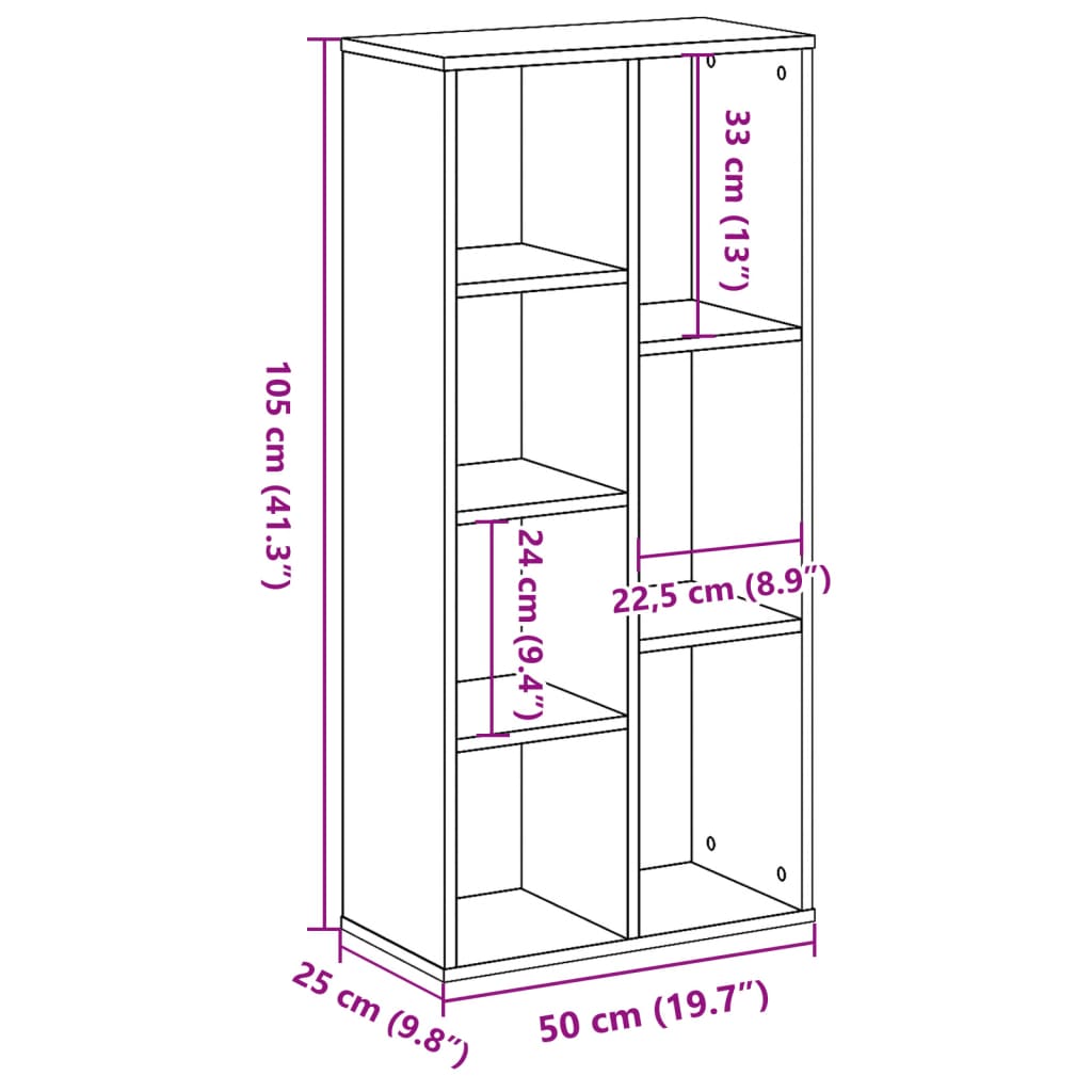 Bücherregal Altholz-Optik 50x25x105 cm Holzwerkstoff