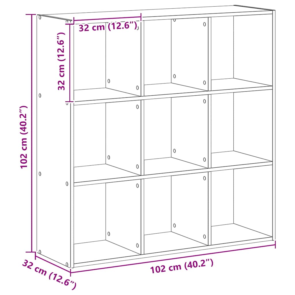 Bücherregal Artisan-Eiche 102x32x102 cm Holzwerkstoff