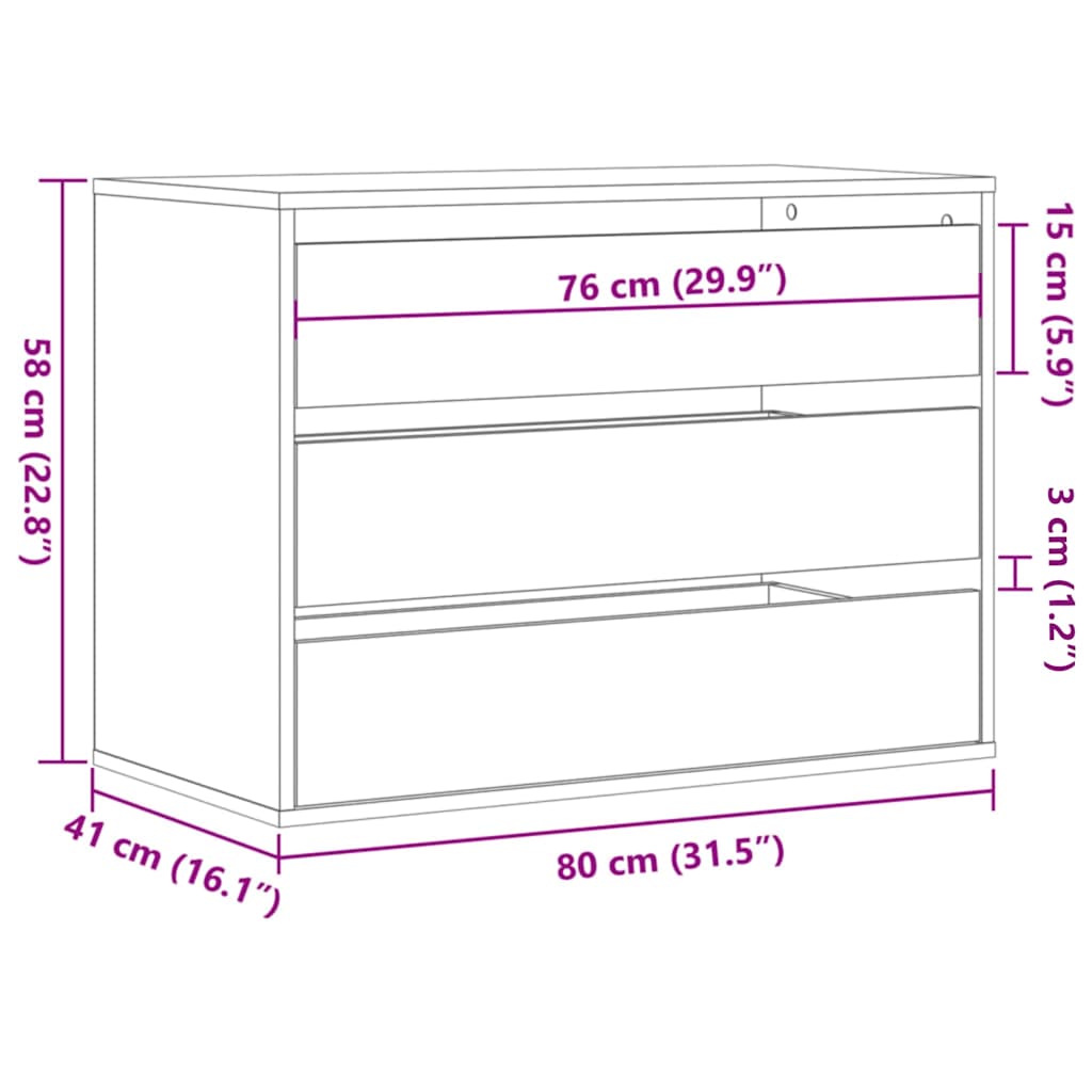 Kommode Artisan-Eiche 80x41x58 cm Holzwerkstoff