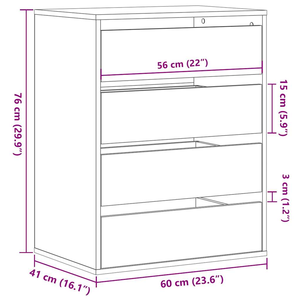 Kommode Betongrau 60x41x76 cm Holzwerkstoff