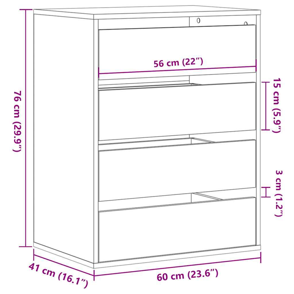 Kommode Artisan-Eiche 60x41x76 cm Holzwerkstoff