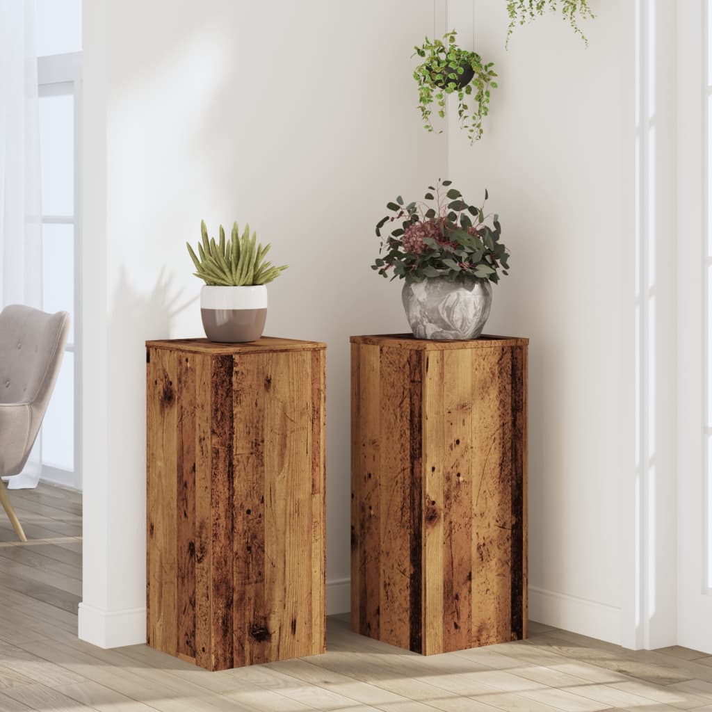 Pflanzenständer 2 Stk. Altholz-Optik 30x30x70 cm Holzwerkstoff