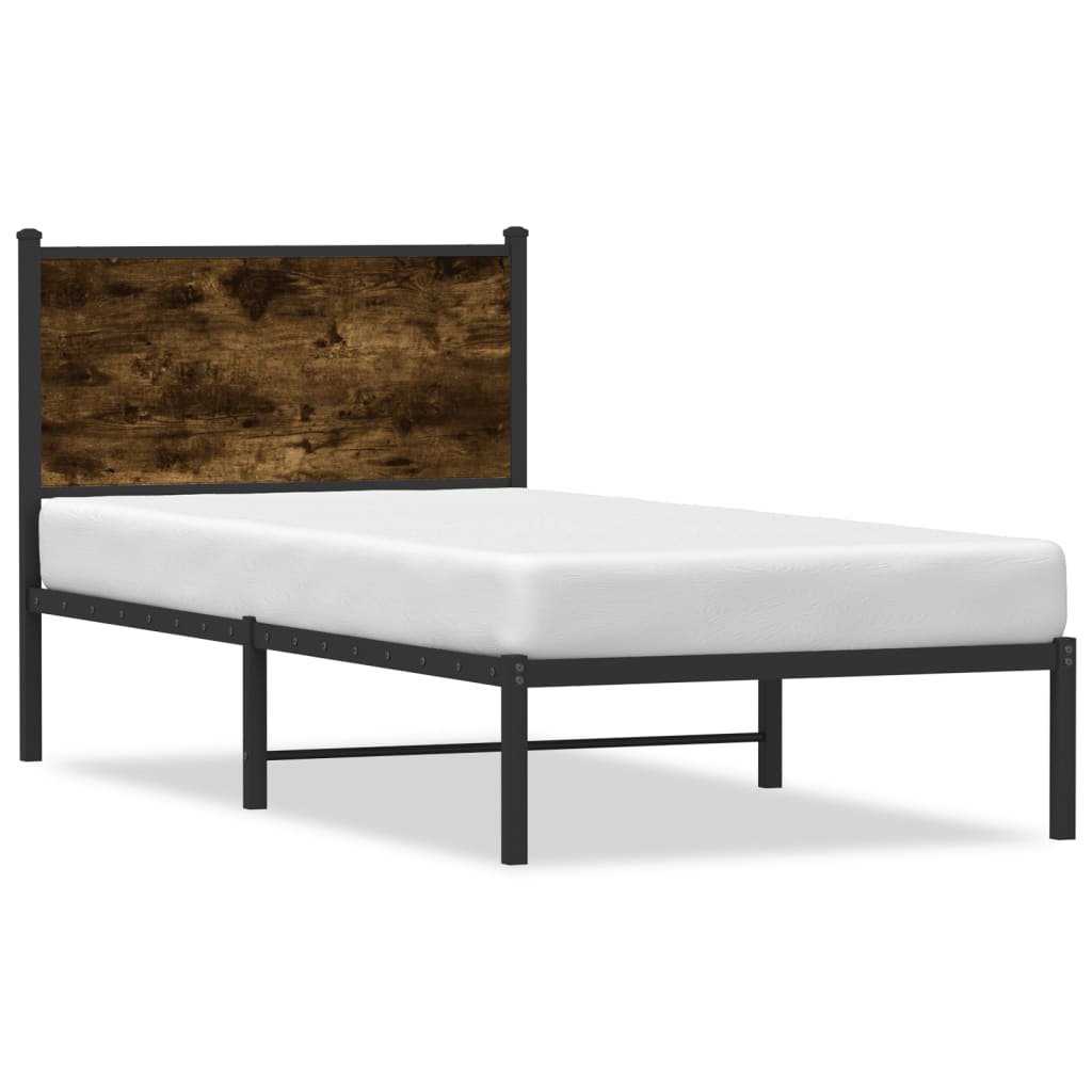 Metallbett ohne Matratze Räuchereiche 75x190 cm