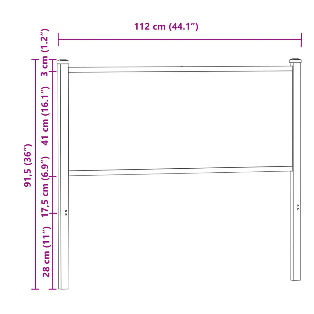 Ersatz-Kopfteil Räuchereiche 107 cm Holzwerkstoff und Stahl