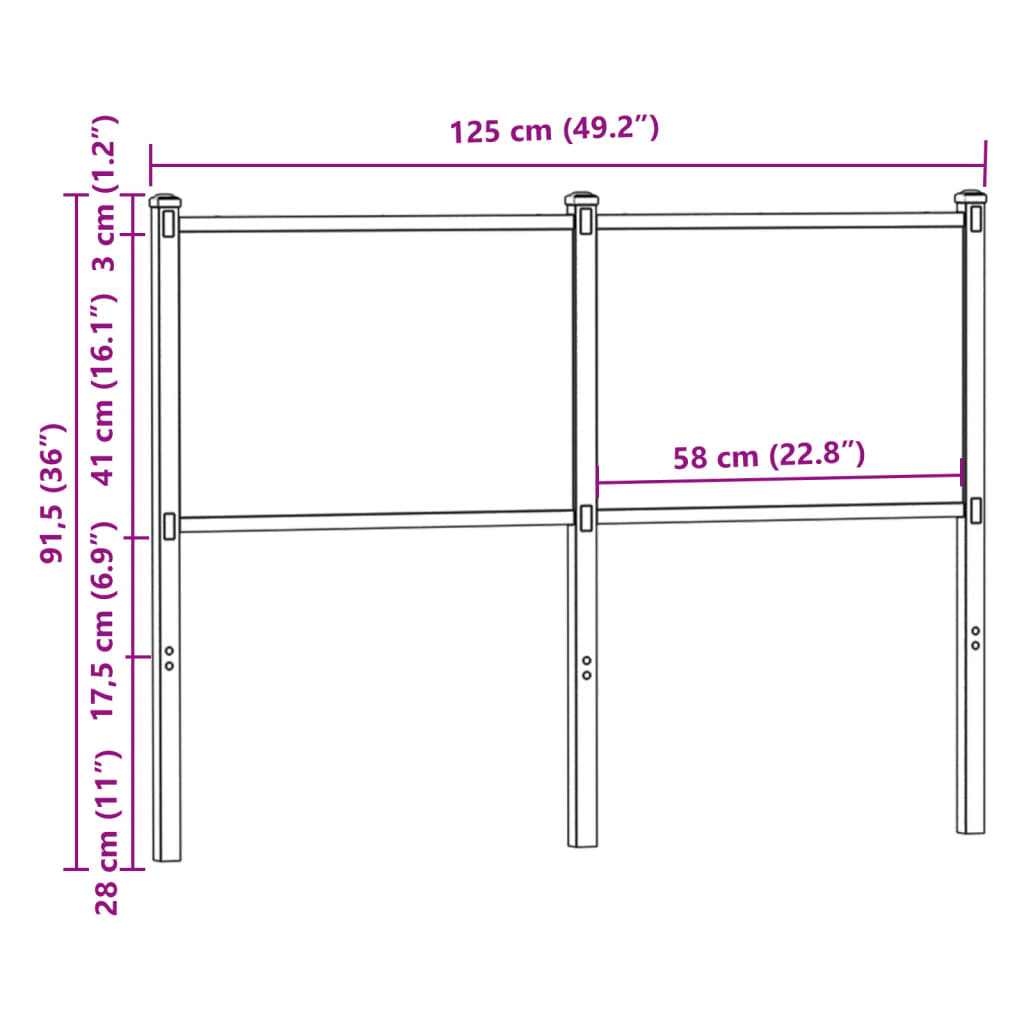 Ersatz-Kopfteil Räuchereiche 120 cm Holzwerkstoff und Stahl