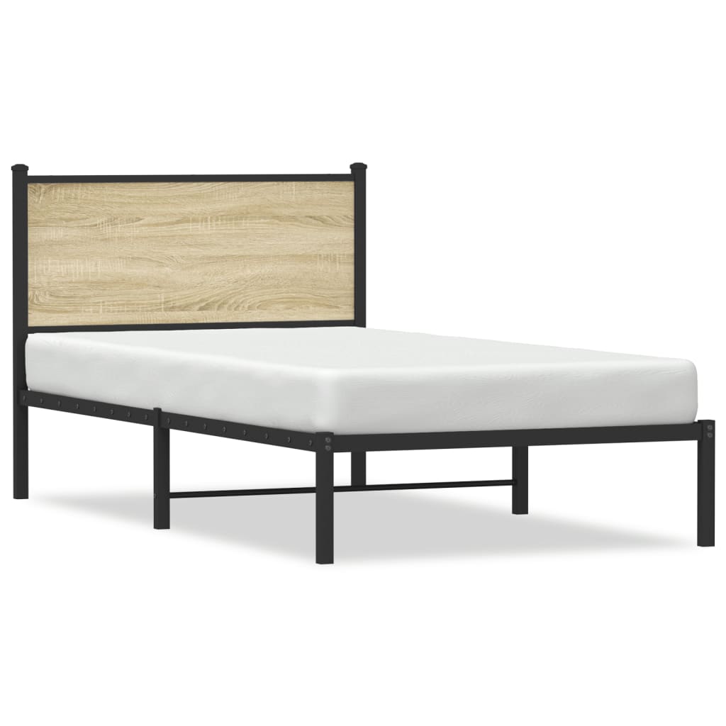 Metallbett ohne Matratze Sonoma-Eiche 100x200 cm