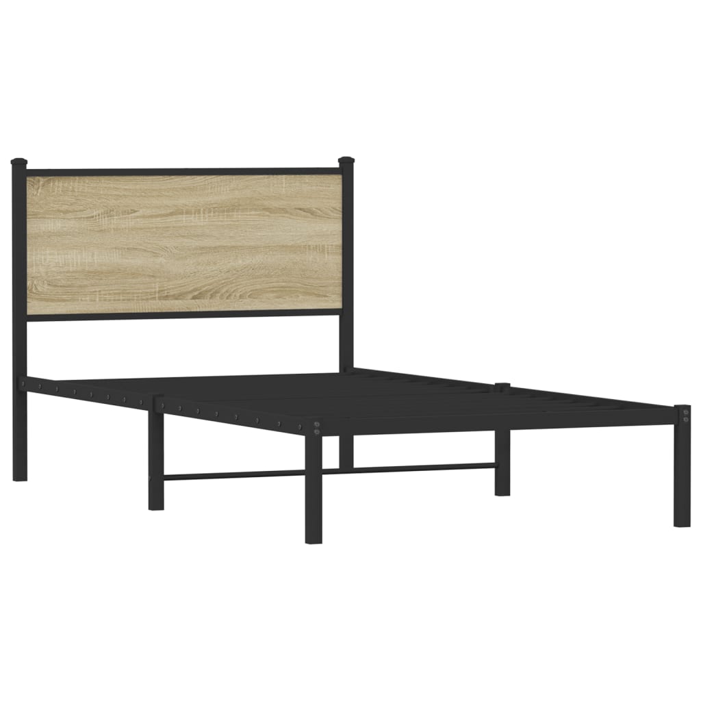 Metallbett ohne Matratze Sonoma-Eiche 100x200 cm