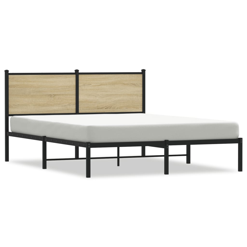 Metallbett ohne Matratze Sonoma-Eiche 137x190 cm