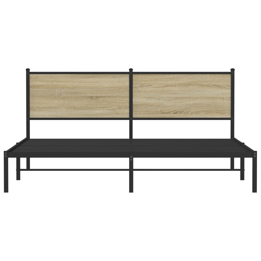 Metallbett ohne Matratze Sonoma-Eiche 183x213 cm