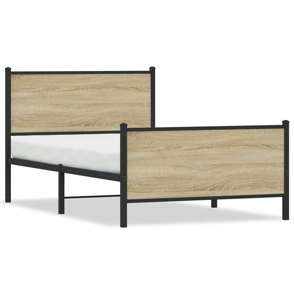 Metallbett ohne Matratze Sonoma-Eiche 100x200 cm