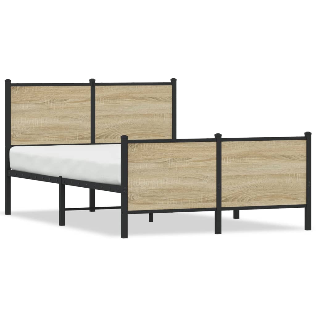 Metallbett ohne Matratze Sonoma-Eiche 120x200 cm