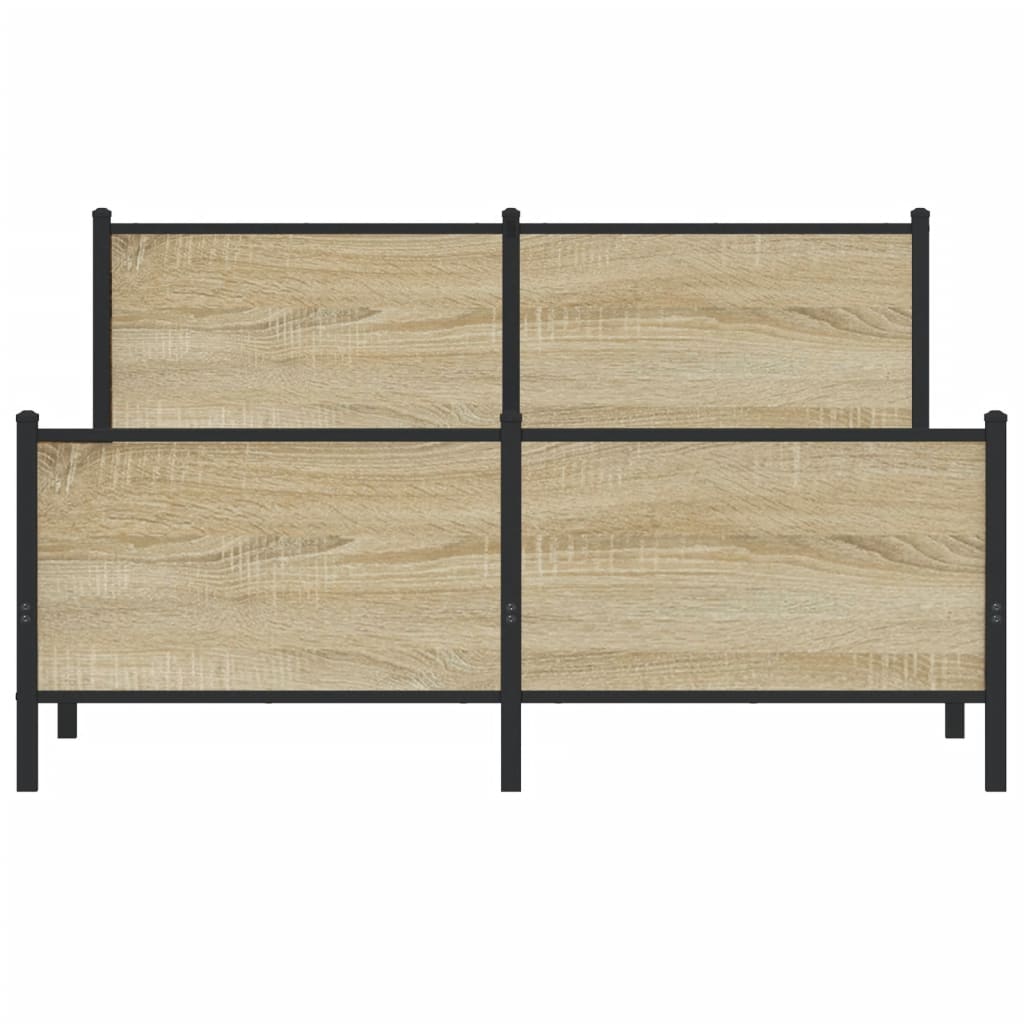 Metallbett ohne Matratze Sonoma-Eiche 137x190 cm