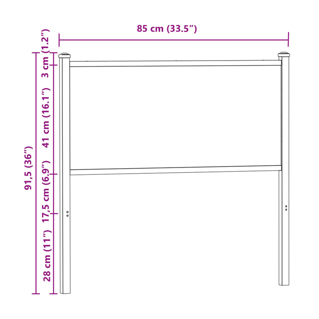 Ersatz-Kopfteil Braun Eichen-Optik 80 cm Holzwerkstoff und Stahl