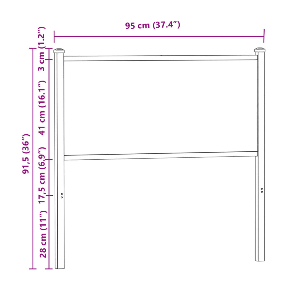 Ersatz-Kopfteil Braun Eichen-Optik 90 cm Holzwerkstoff und Stahl