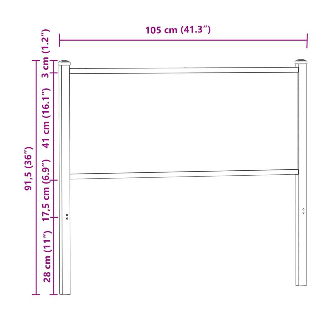 Ersatz-Kopfteil Braun Eichen-Optik 100 cm Holzwerkstoff und Stahl