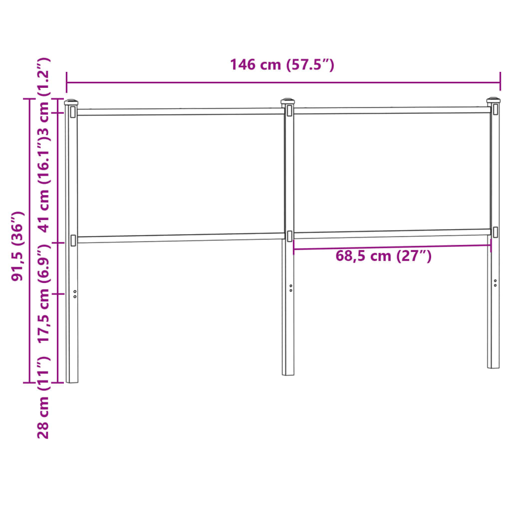 Ersatz-Kopfteil Braun Eichen-Optik 140 cm Holzwerkstoff und Stahl