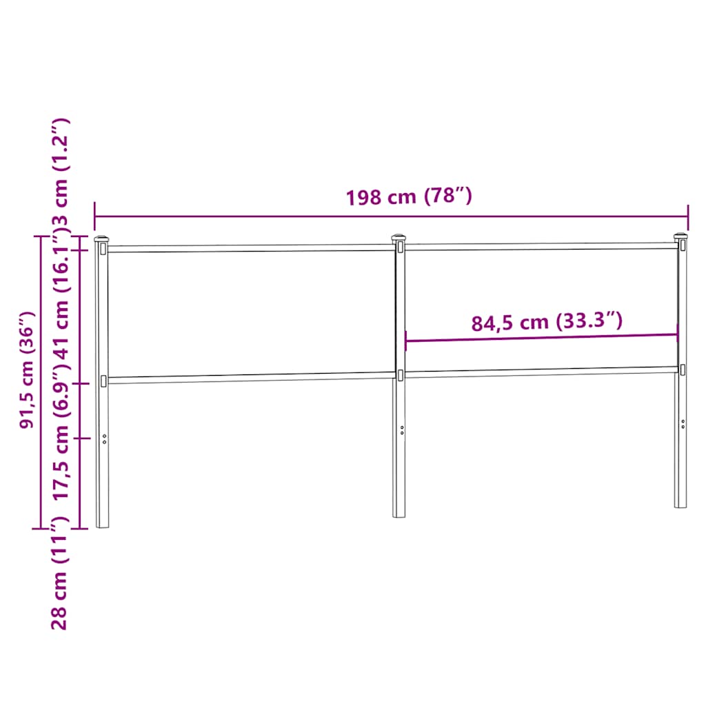 Ersatz-Kopfteil Braun Eichen-Optik 190 cm Holzwerkstoff und Stahl