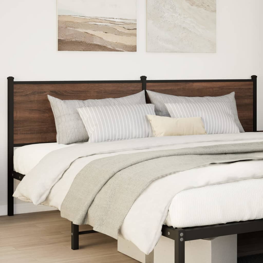 Ersatz-Kopfteil Braun Eichen-Optik 200 cm Holzwerkstoff und Stahl