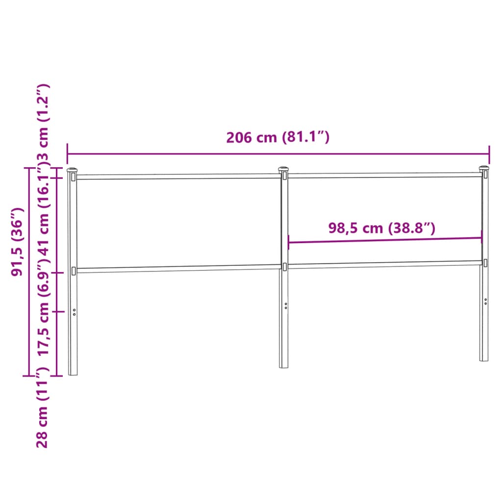Ersatz-Kopfteil Braun Eichen-Optik 200 cm Holzwerkstoff und Stahl