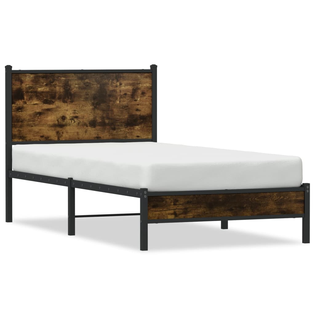 Metallbett ohne Matratze Räuchereiche 75x190 cm