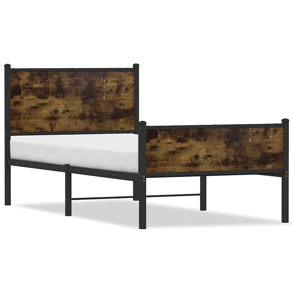 Metallbett ohne Matratze Räuchereiche 75x190 cm
