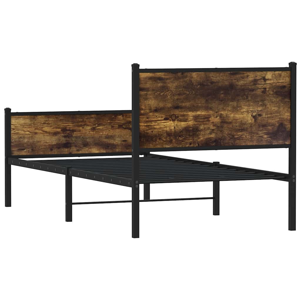 Metallbett ohne Matratze Räuchereiche 75x190 cm