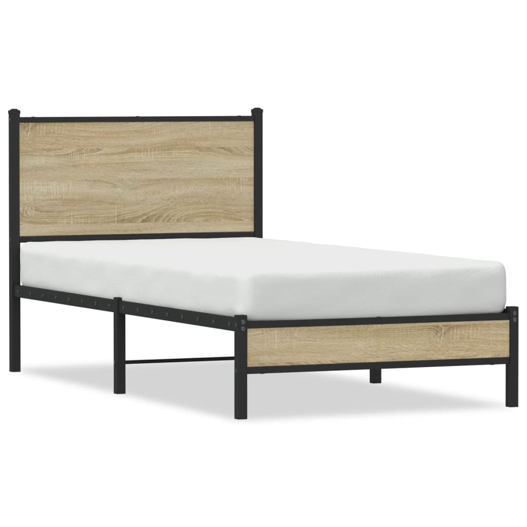 Metallbett ohne Matratze Sonoma-Eiche 75x190 cm