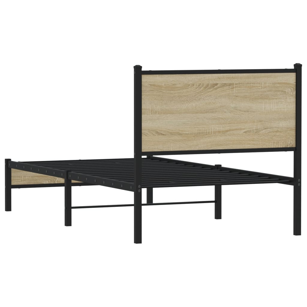 Metallbett ohne Matratze Sonoma-Eiche 75x190 cm