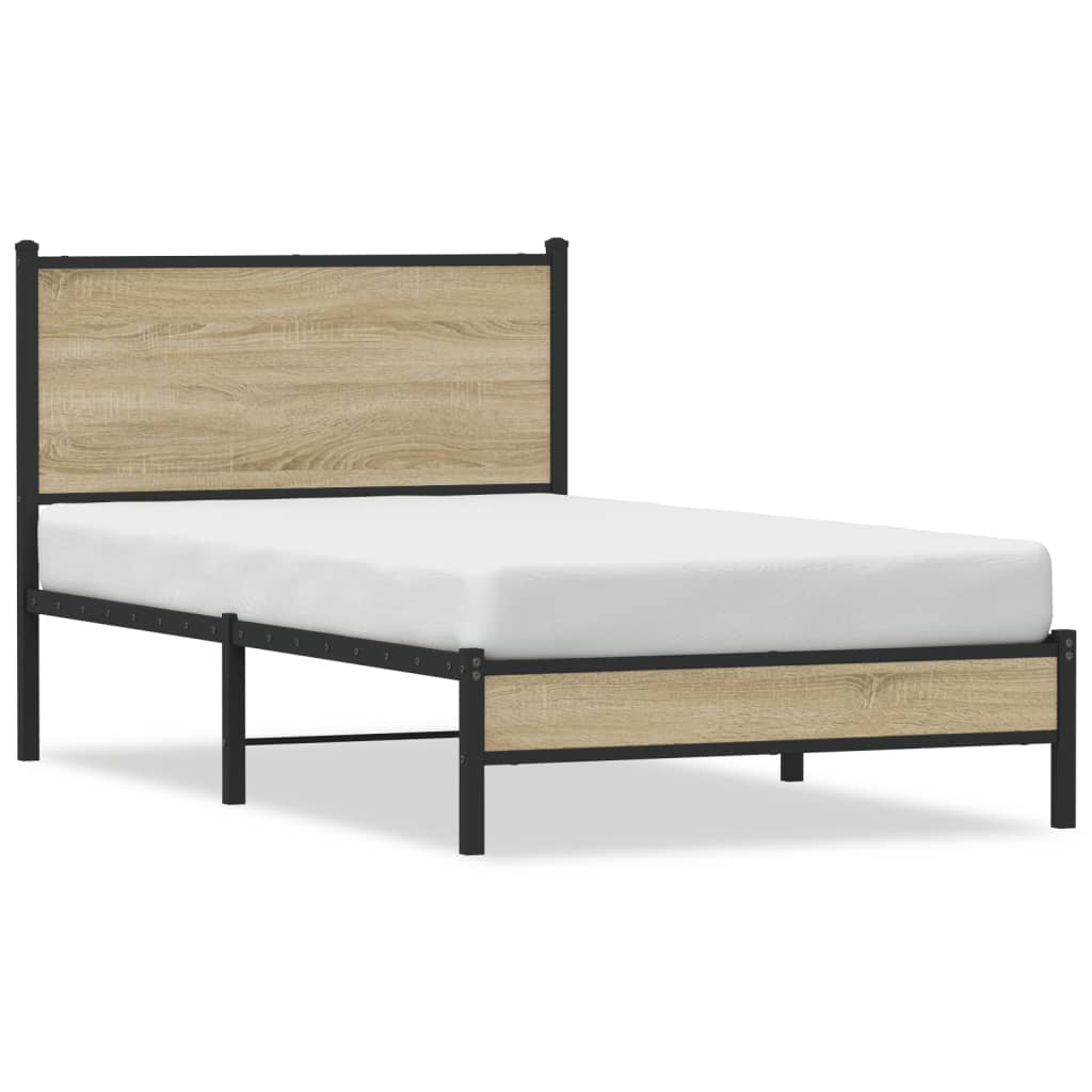 Metallbett ohne Matratze Sonoma-Eiche 100x200 cm