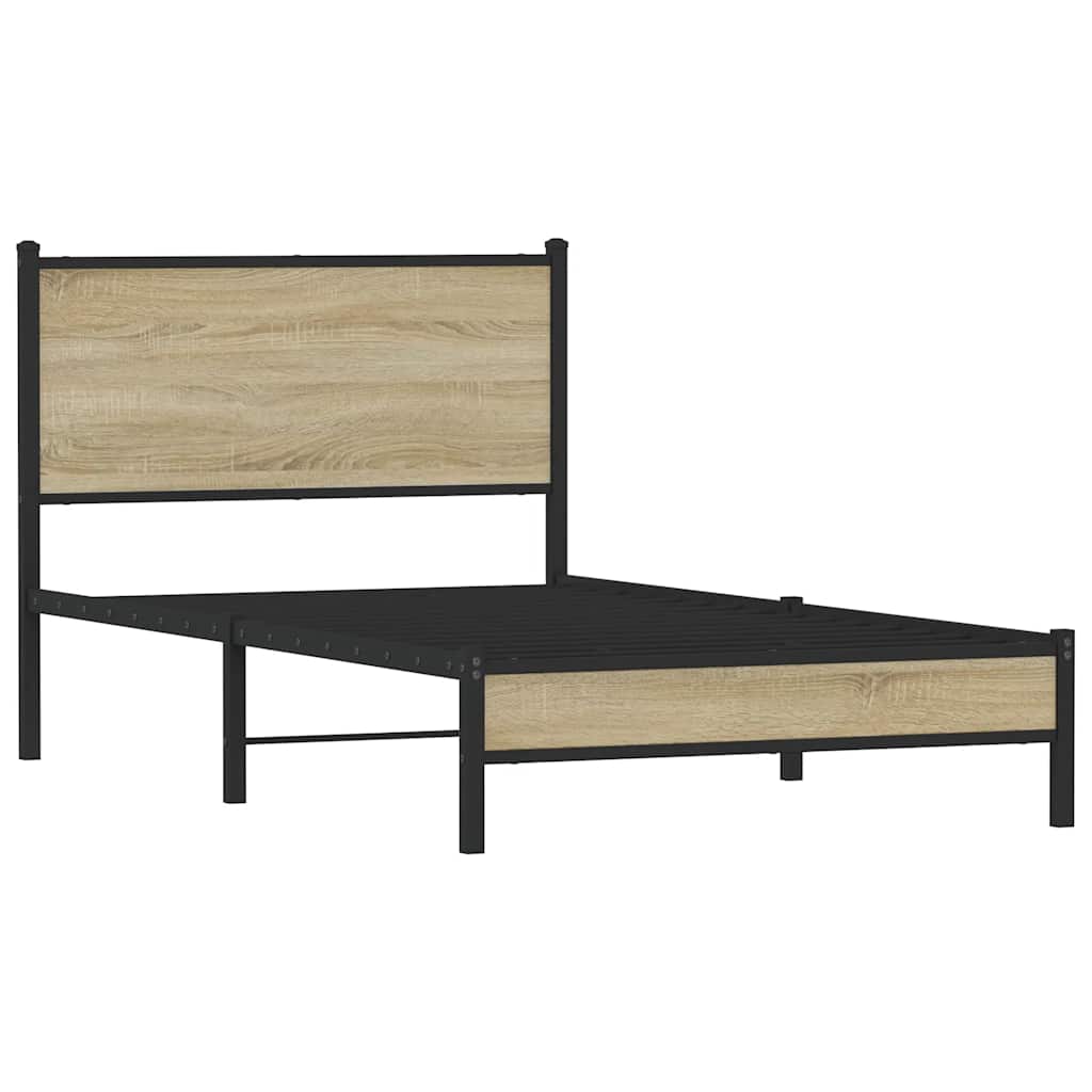 Metallbett ohne Matratze Sonoma-Eiche 107x203 cm