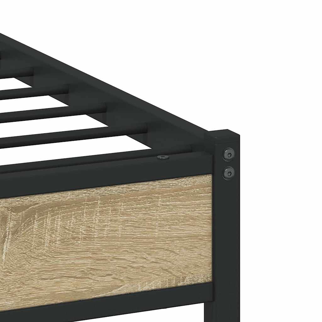 Metallbett ohne Matratze Sonoma-Eiche 107x203 cm