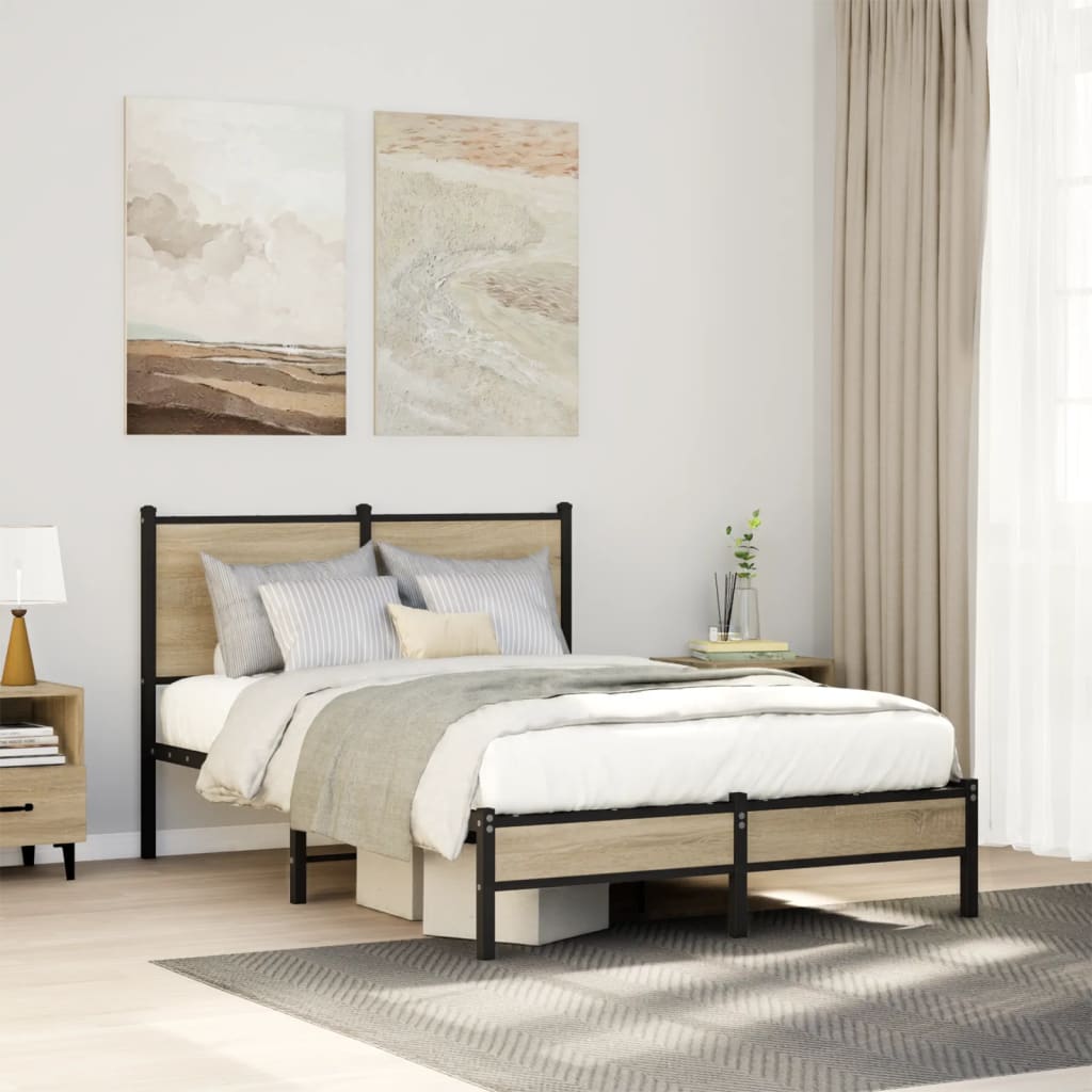 Metallbett ohne Matratze Sonoma-Eiche 120x190 cm