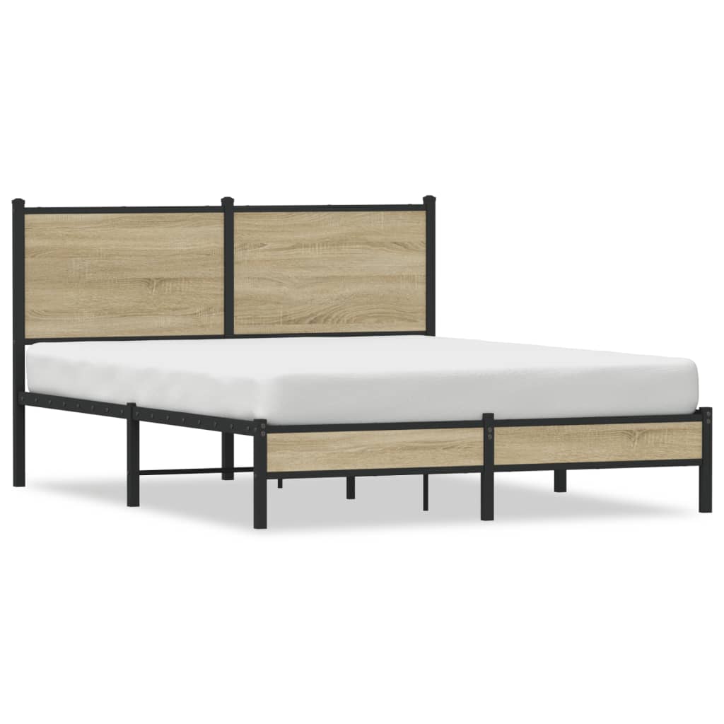 Metallbett ohne Matratze Sonoma-Eiche 140x190 cm