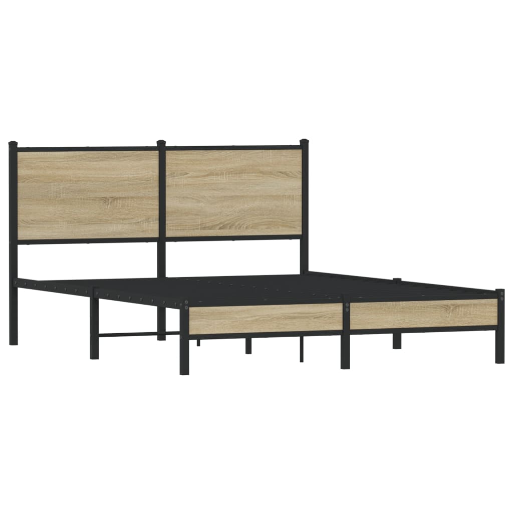 Metallbett ohne Matratze Sonoma-Eiche 140x190 cm