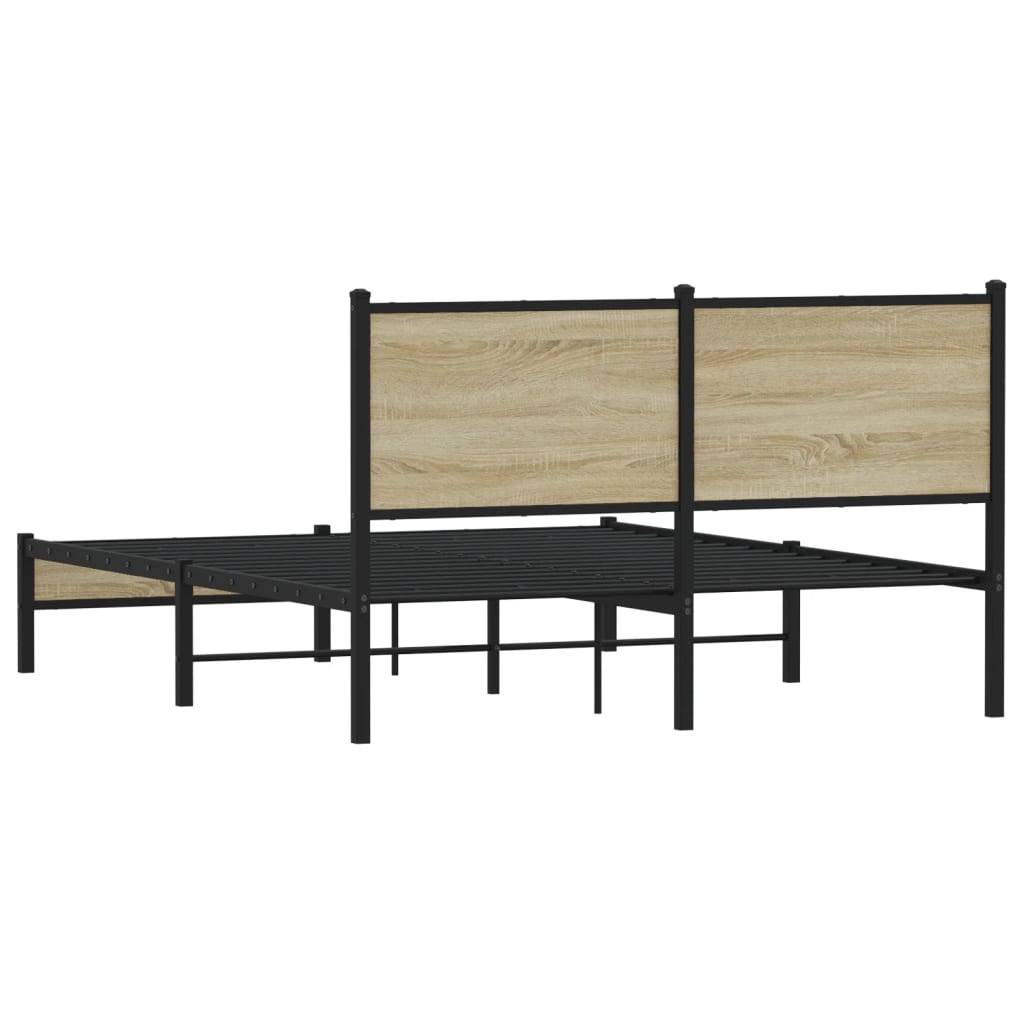 Metallbett ohne Matratze Sonoma-Eiche 140x190 cm